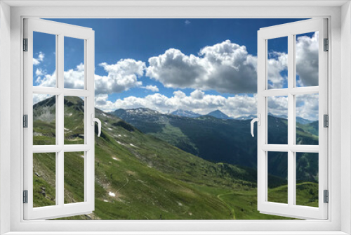 Fototapeta Naklejka Na Ścianę Okno 3D - panorama of mountains with path, hut and view on the rock, Stubnerkogel, Austria