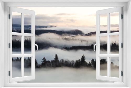 Fototapeta Naklejka Na Ścianę Okno 3D - layers of fog over the mountains