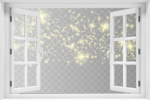 Fototapeta Naklejka Na Ścianę Okno 3D - Sparkling magical dust particles . The dust sparks and golden stars shine with special light.