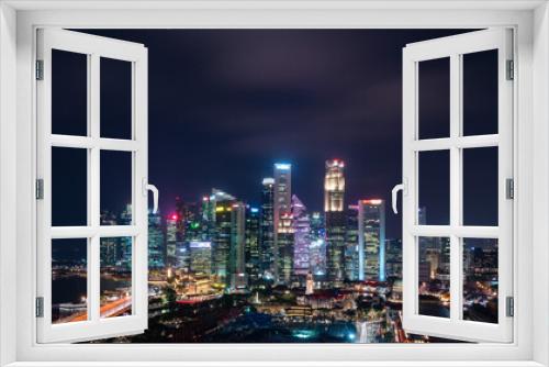 Fototapeta Naklejka Na Ścianę Okno 3D - Night view at Singapore financial area.