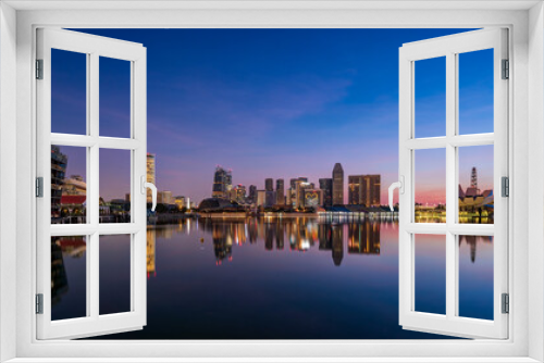 Fototapeta Naklejka Na Ścianę Okno 3D - Beautiful city view in the morning at Singapore Marina Area.