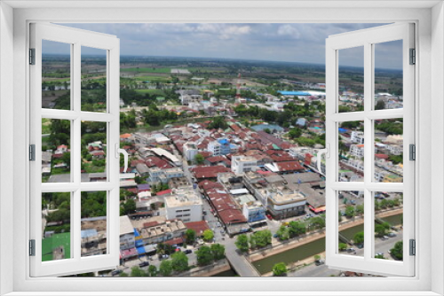Fototapeta Naklejka Na Ścianę Okno 3D - Take a helicopter ride to see the Suphanburi attractions.