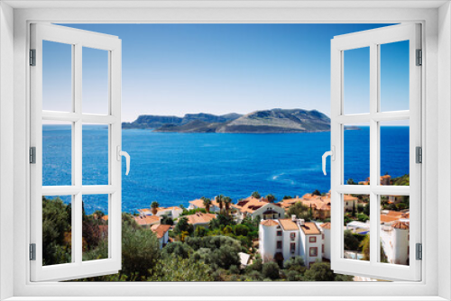 Fototapeta Naklejka Na Ścianę Okno 3D - Turkish and Greek Islands, Villas in the Mediterranean Sea
