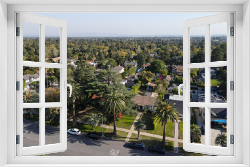 Fototapeta Naklejka Na Ścianę Okno 3D - Aerial view above Pasadena neighborhood in northeast of downtown Los Angeles, California, USA