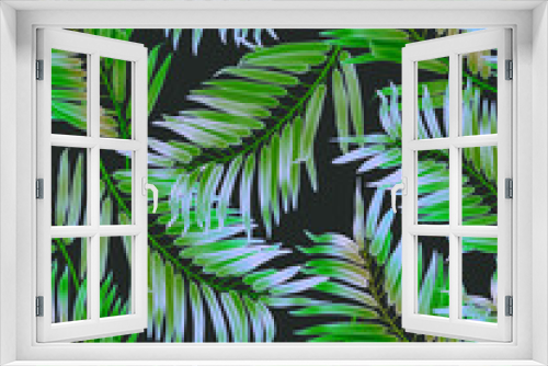 Fototapeta Naklejka Na Ścianę Okno 3D - Seamless tropical palm leaves pattern