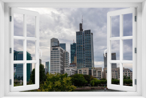 Fototapeta Naklejka Na Ścianę Okno 3D - FRANKFURT, GERMANY, 25 JULY 2020:  View on the financial district in Frankfurt city