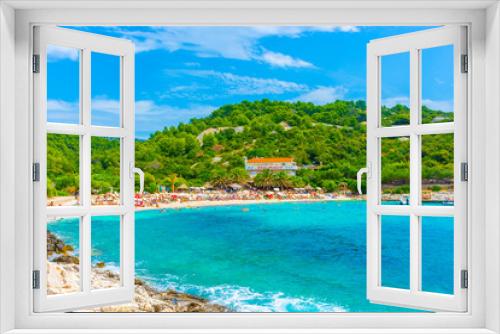 Fototapeta Naklejka Na Ścianę Okno 3D - HVAR, CROATIA, AUGUST 8 2019: The beautiful Pokoniji Dol Beach in Hvar Island, Adriatic Sea