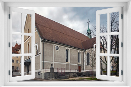 Fototapeta Naklejka Na Ścianę Okno 3D - View of Franciscan church. City of Solothurnn Switzerland. XV century