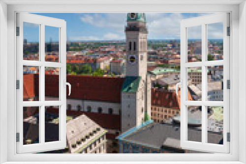 Fototapeta Naklejka Na Ścianę Okno 3D - Top view of Munich, St. Peter's Church