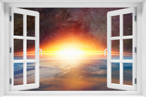 Fototapeta Naklejka Na Ścianę Okno 3D - Planet Earth with a spectacular sunset 