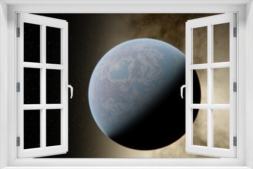 Fototapeta Naklejka Na Ścianę Okno 3D - Planets and galaxy, science fiction wallpaper, beauty of deep space 3d render