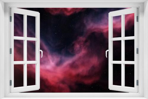 Fototapeta Naklejka Na Ścianę Okno 3D - Space background with nebula and stars, nebula in deep space 3d render