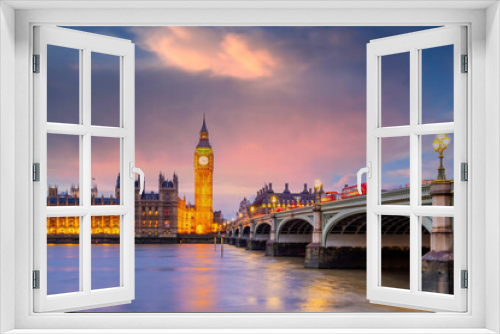 Fototapeta Naklejka Na Ścianę Okno 3D - London city skyline with Big Ben and Houses of Parliament, cityscape in UK