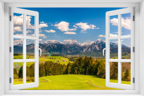 Fototapeta Naklejka Na Ścianę Okno 3D - Panorama Landschaft im Allgäu im Frühling