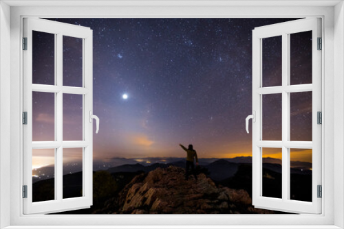 Fototapeta Naklejka Na Ścianę Okno 3D - Zodiacal light and night sky in Santuari De La Mare De Deu Del Mont, La Garrotxa, Spain