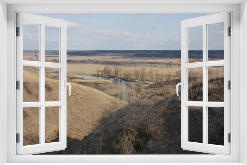 Fototapeta Naklejka Na Ścianę Okno 3D - Landscape - spring river valley under the blue sky, Seversky Donets, Zmievsky Kruchi.