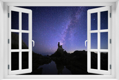 Fototapeta Naklejka Na Ścianę Okno 3D - 白浜の屏風岩の星空