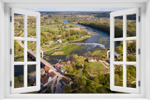 Fototapeta Naklejka Na Ścianę Okno 3D - Aerial view of old town in city Kuldiga, Latvia