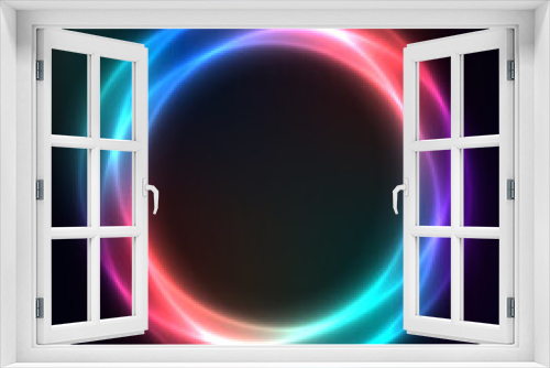 Fototapeta Naklejka Na Ścianę Okno 3D - Vector background of neon geometric shapes, round frame, abstract background, wallpaper