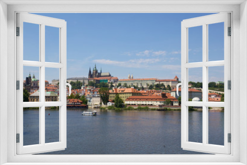 Fototapeta Naklejka Na Ścianę Okno 3D - Prag, Blick von der Moldau auf die Burg