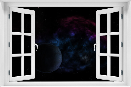 Fototapeta Naklejka Na Ścianę Okno 3D - Planets in a space against stars and nebula.