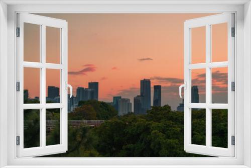 Fototapeta Naklejka Na Ścianę Okno 3D - city skyline at sunset Miami Florida usa beautiful 
