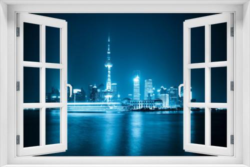 Fototapeta Naklejka Na Ścianę Okno 3D - shanghai skyline at night