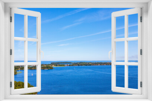 Fototapeta Naklejka Na Ścianę Okno 3D - Aerial view at a Karlsborg city and lake Vattern in Sweden