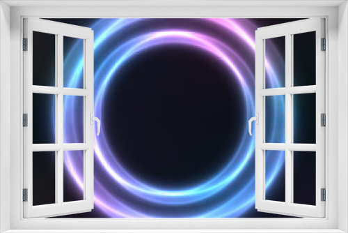 Fototapeta Naklejka Na Ścianę Okno 3D - Vector background of neon geometric shapes, round frame, abstract background, wallpaper