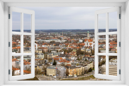 Bird eye view of old German city Augsburg in Bavaria