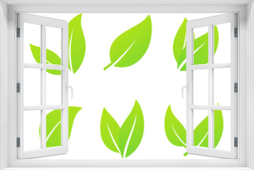 Fototapeta Naklejka Na Ścianę Okno 3D - Set of green leaves icons