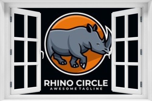 Fototapeta Naklejka Na Ścianę Okno 3D - Rhino circle logo design vector