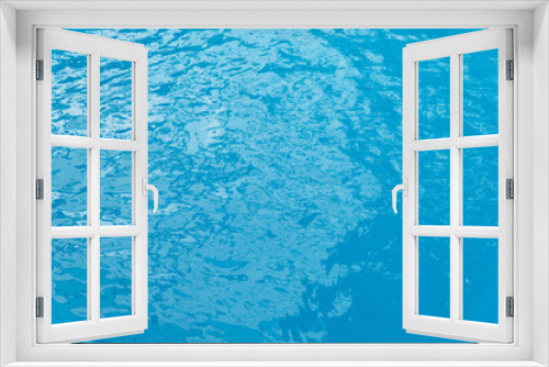 Fototapeta Naklejka Na Ścianę Okno 3D - Blurred image of the blue water surface wave in the swimming pool.