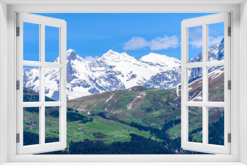 Fototapeta Naklejka Na Ścianę Okno 3D - The Swiss Alps at Murren, Switzerland. Jungfrau Region. The valley of Lauterbrunnen from Interlaken.