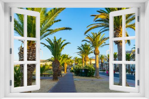 Fototapeta Naklejka Na Ścianę Okno 3D - palm trees in rethymno