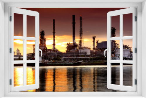 Fototapeta Naklejka Na Ścianę Okno 3D - Landscape of river and oil refinery factory