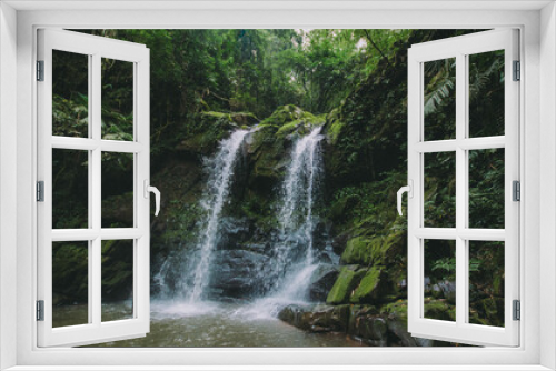 Fototapeta Naklejka Na Ścianę Okno 3D - Waterfall in the forest.
