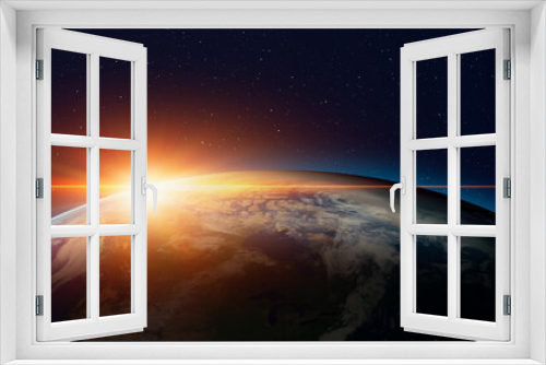 Fototapeta Naklejka Na Ścianę Okno 3D - Planet Earth with a spectacular sunset 