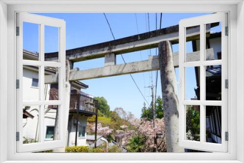 Fototapeta Naklejka Na Ścianę Okno 3D - Entrance gate (Torii) at Yoshimizu Shrine (Yoshimizu-jinja) on mount Yoshino in Nara Prefecture, Japan - 吉水神社の鳥居 吉野山 奈良 日本	