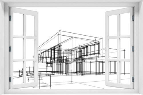 Fototapeta Naklejka Na Ścianę Okno 3D - modern house architectural drawing