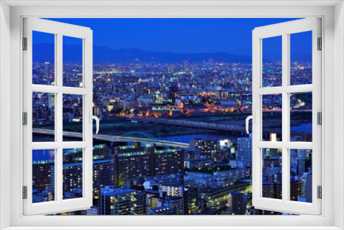 Fototapeta Naklejka Na Ścianę Okno 3D - 大阪の夜景