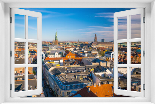 Cityscape of downtown Copenhagen city skyline in Denmark