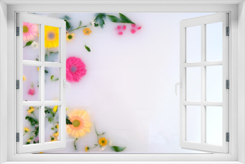 Fototapeta Naklejka Na Ścianę Okno 3D - Flowers in bath water and copy space for text