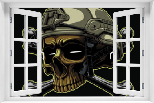 Fototapeta Naklejka Na Ścianę Okno 3D - design illustration tactical skull in the dark beground