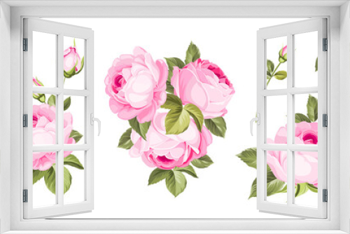 Fototapeta Naklejka Na Ścianę Okno 3D - Set of differents roses on white background.