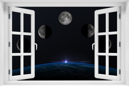 Fototapeta Naklejka Na Ścianę Okno 3D - moon phas3s 3d illustration