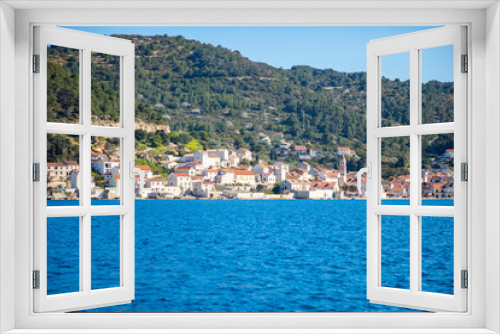 Fototapeta Naklejka Na Ścianę Okno 3D - View from water of mediterranean town Vis without tourists. Yachtind destination, island Vis, Croatia