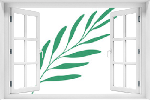 Fototapeta Naklejka Na Ścianę Okno 3D - Sprig on a white background. Nature doodle. Isolated vector illustration with green leaves. Leaves are a separate element.