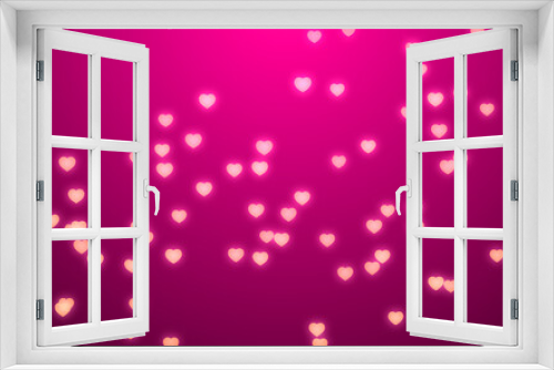 Valentine day white hearts light on pink background.