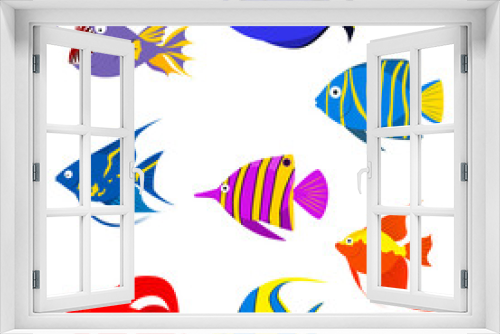 Fototapeta Naklejka Na Ścianę Okno 3D - a set of sea fish. Vector isolated on white background.